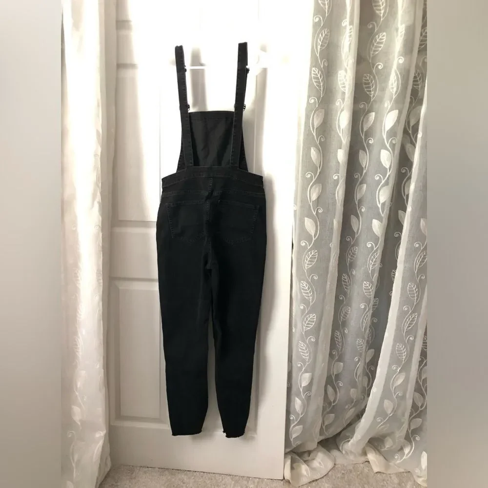 Madewell Skinny Denim Overalls in Lunar Wash cotton blend side zipper women sz M